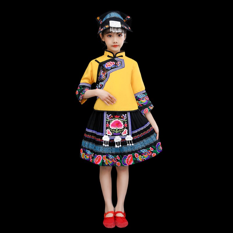 新品新款男女儿童东乡族表演服演出舞蹈服装少数民族幼儿56个名族