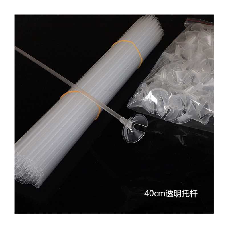 新品40白色气球托杆透明色拖杆支杆气球杯棒气球V杆托气球杆子厂