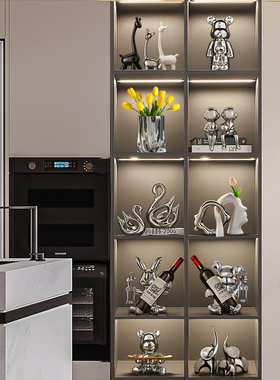 轻奢现代高端大气酒柜装饰品摆件高档红酒架客厅餐边柜电视柜家居