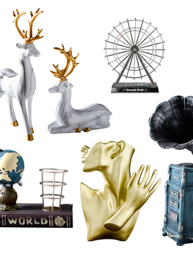 北欧轻奢现代玄关客厅电视柜酒柜办公室创意家居饰品装饰高档摆件