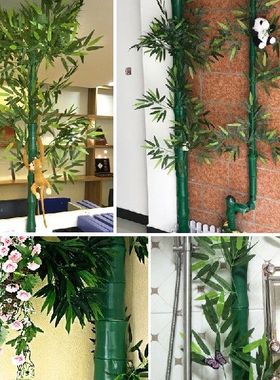 1pc Simulation Bamboo Bark Tube Green Plastic Artificial Bam