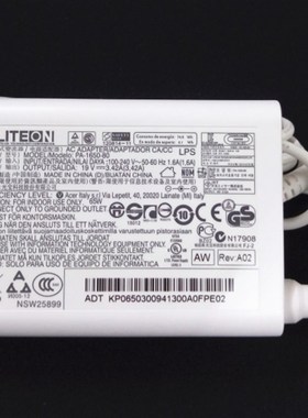 原装宏基liteon PA-1650-80白色电源适配器19V3.42A笔记本充电线