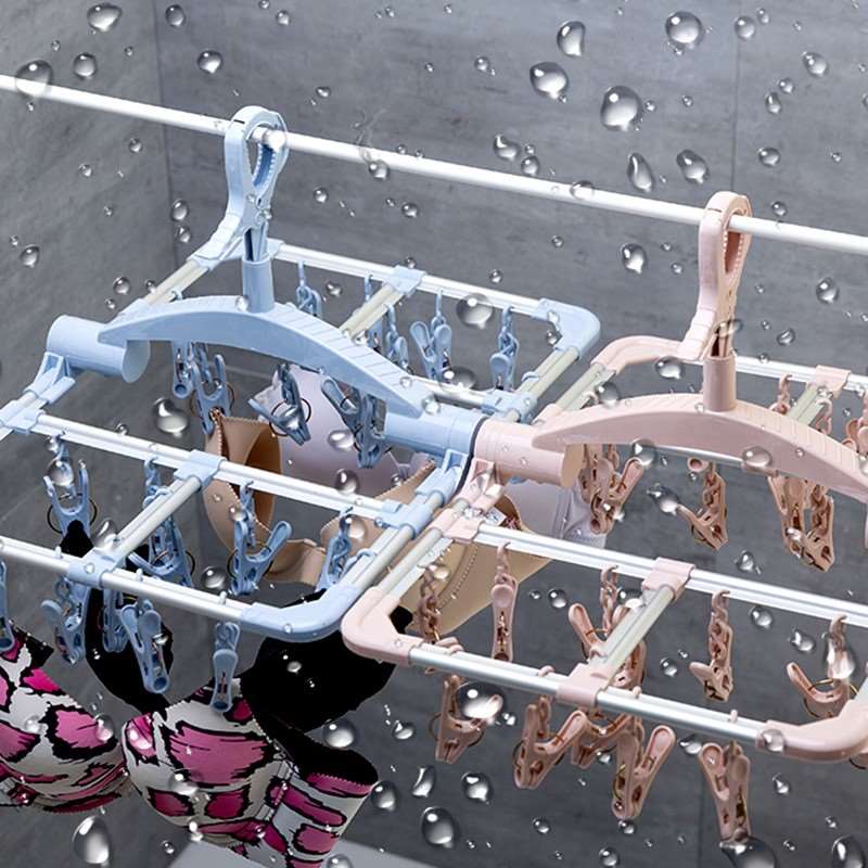 杆家用晾金属衣架夹子袜子圆形多功能折叠晒架晒阳台可防风