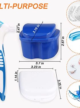 3 Packs - 1 Denture Bath Cup with Basket  1 Retainer Case wi