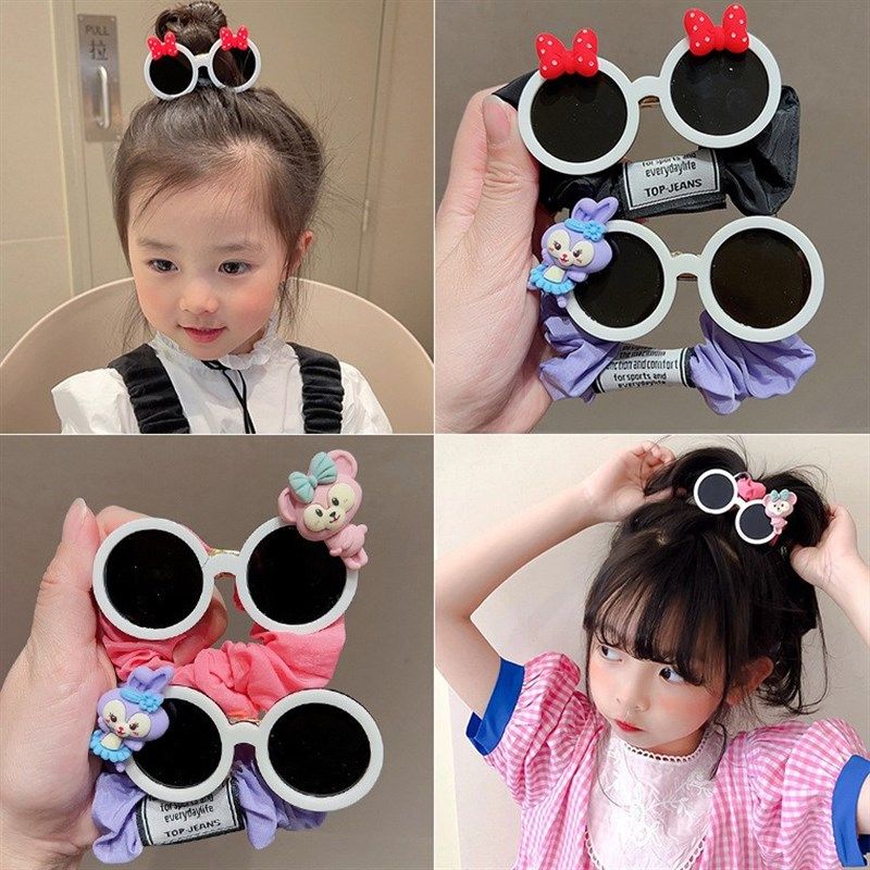 儿童墨镜发圈宝宝皮筋2023年网红新款扎马尾发圈小女孩不伤发头饰