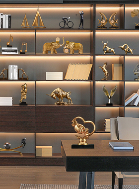轻奢高端大气商务摆件现代高档老板领导办公室书柜展示酒柜装饰品