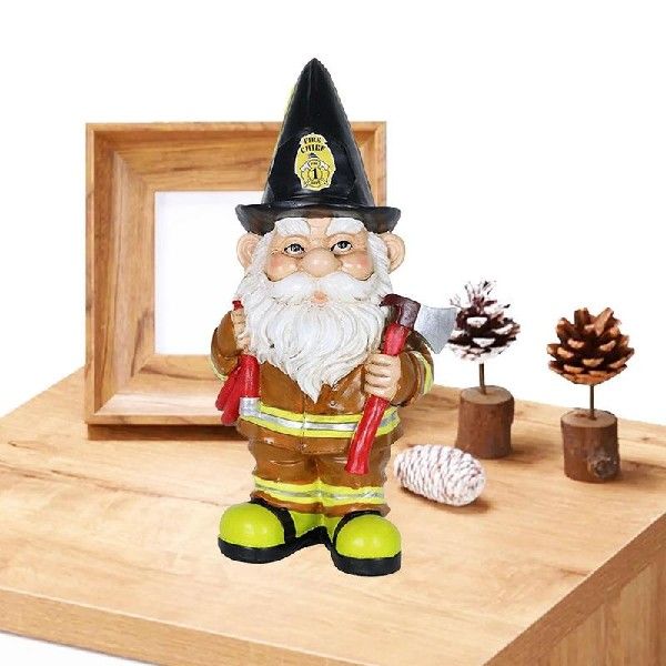 10cm Fireman Gnome Statue Resin Figurines Naughty Garden