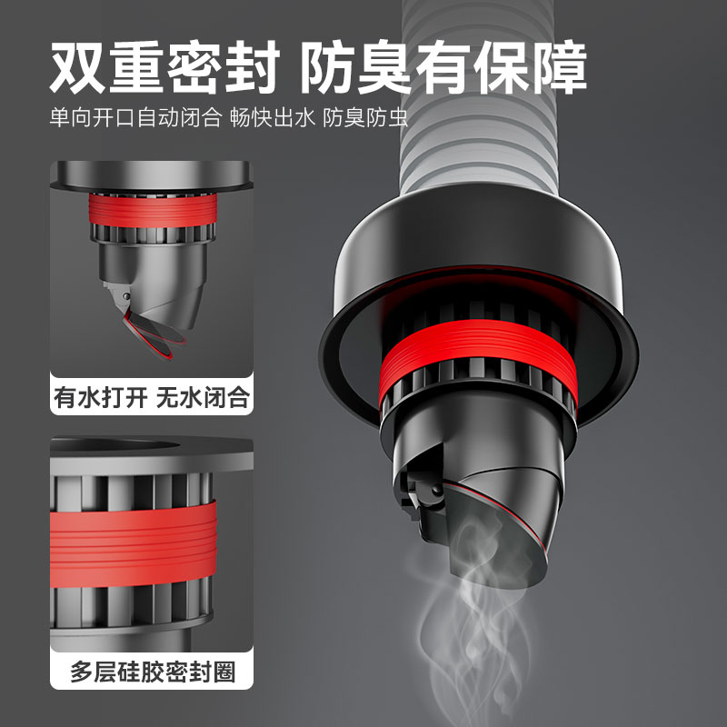 下水管道防返臭神器厨房洗衣机排水管硅胶堵盖防臭密封塞堵口器