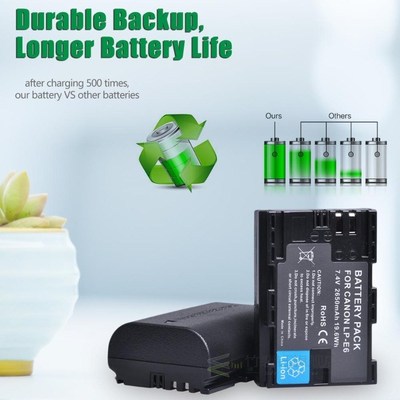 2650mAh LP-E6 LPE6 LP-E6N Battery for Canon EOS 5D Mark IV 5