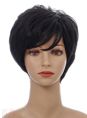 New wig lady slanting bangs fashion short straight hair cove