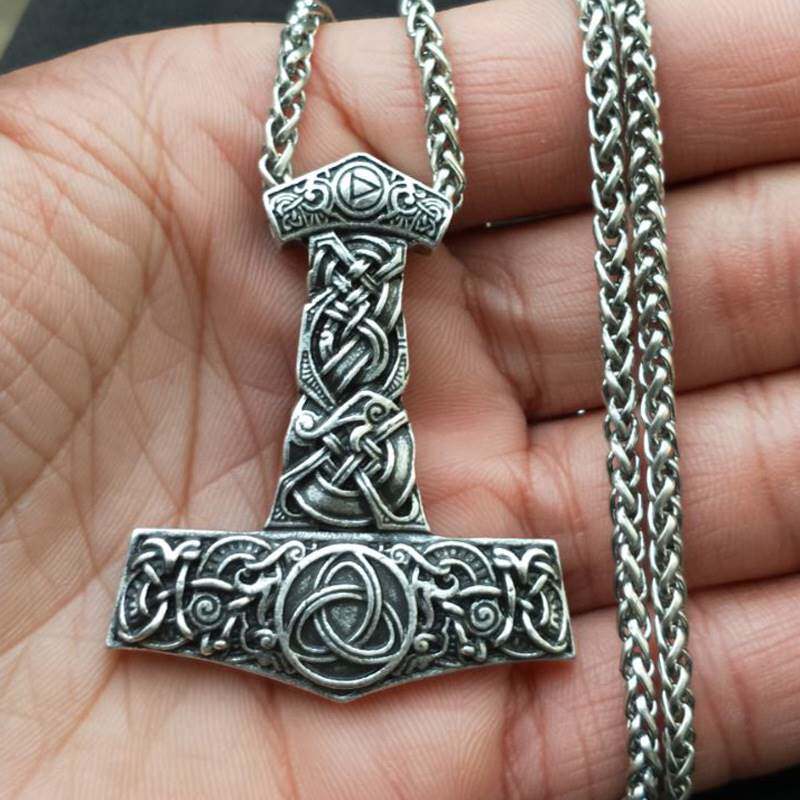 Odins Raven Slavic Kolovrat Viking Rune beads Necklace Mens