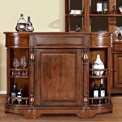 美式乡村实木家用酒吧台 欧式复古奢华酒柜隔断柜吧台桌客厅酒桌