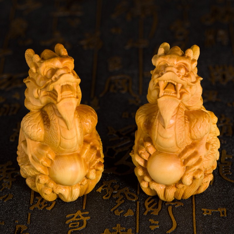 乐清小叶黄杨木雕刻十二生肖祥龙工艺品实木文玩手把件动物小摆件