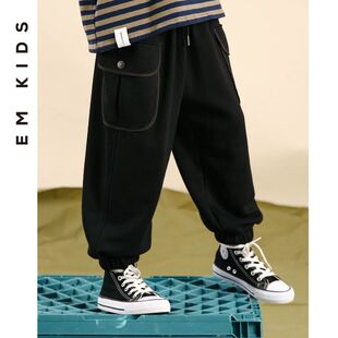 休闲裤 2023春秋冬中大童军绿色运动长裤 男童针织束口裤 童装