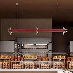 红色光轴设计师款餐厅吊灯面包店吧台书房长款前台一字办公室灯具