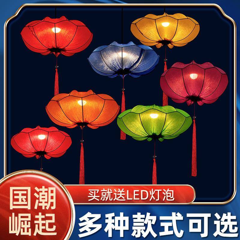 中国风手绘异形灯笼仿古布艺风景区吊灯酒店走廊玄关庭院宫灯