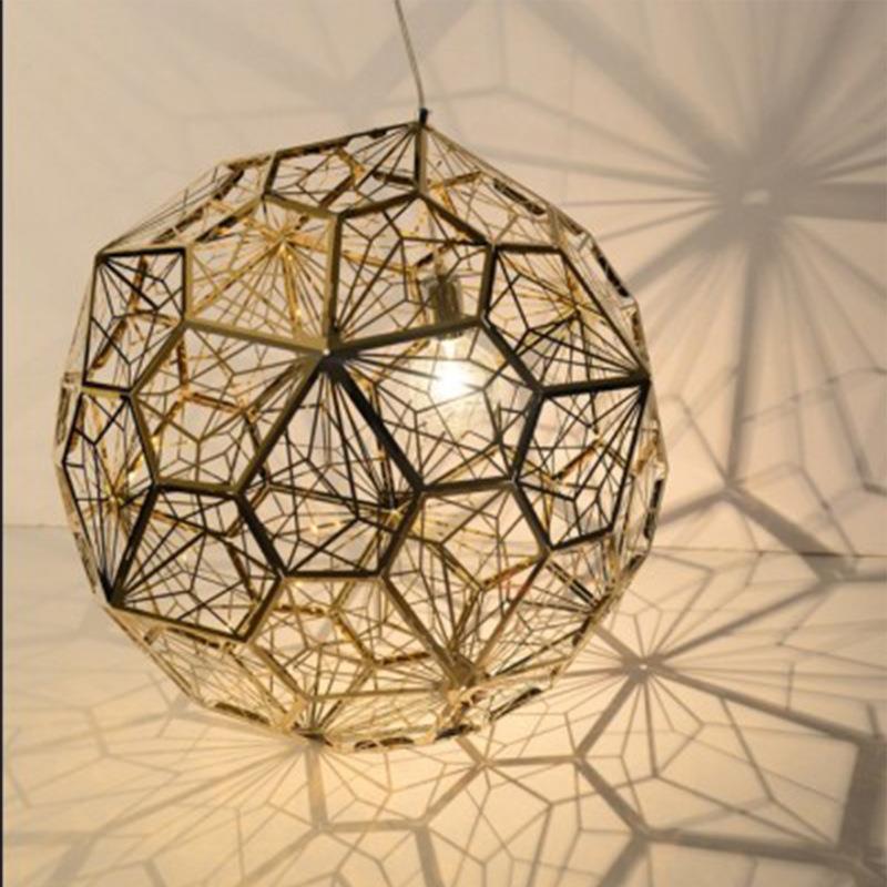 北欧吊灯不锈钢钻石吊灯创意几何吊灯球形个性咖啡厅餐厅圆球吊灯