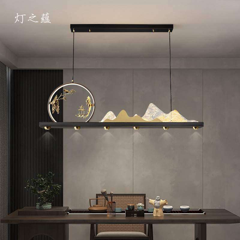 新中式茶室吊灯全铜餐厅灯禅意中国风别墅书房吧台茶台一字长条灯,纺织面料/辅料/配套,纺织机械配件,淘宝优惠券,粉丝福利购,淘宝优惠卷