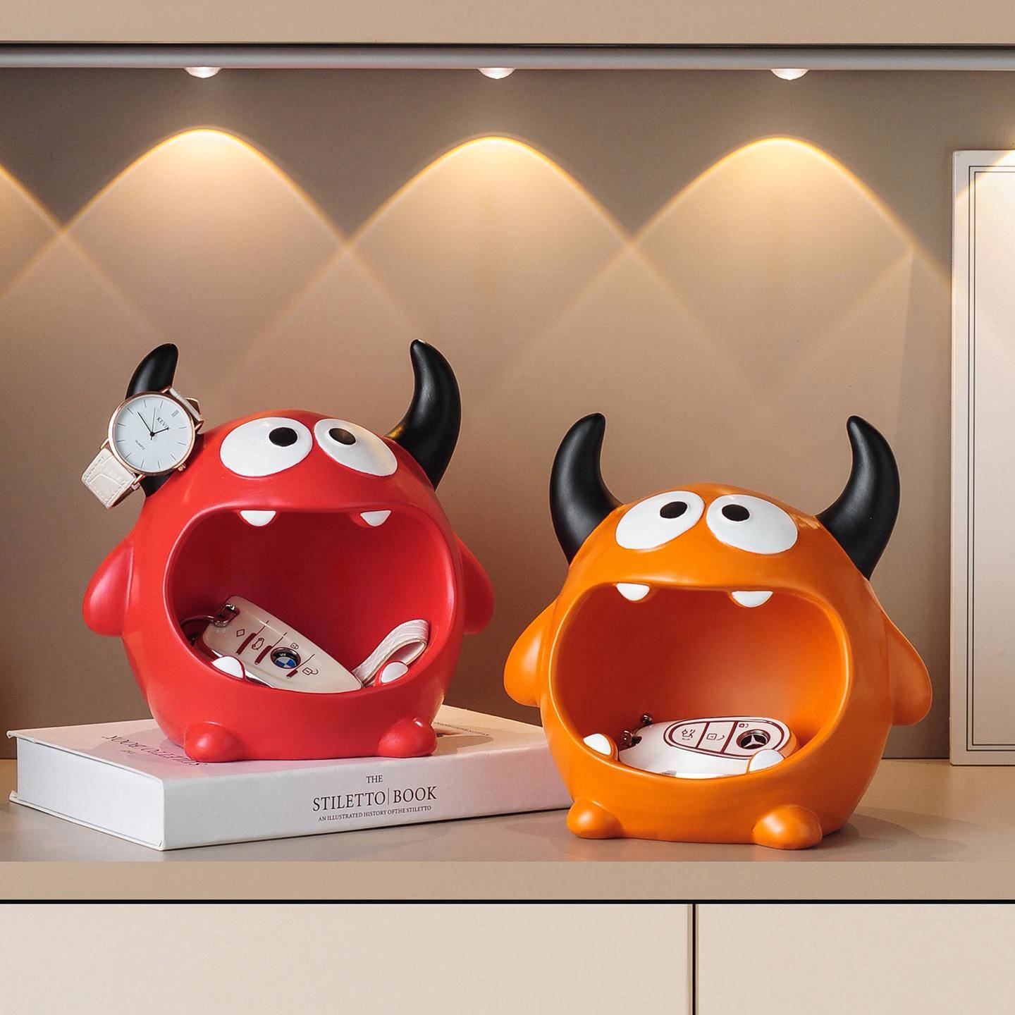 入户门口大嘴怪放钥匙收纳玄关摆件客厅桌面家居软装饰品乔迁礼物