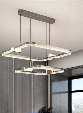 灰色方形客厅灯现代简约大气大厅主灯2025年新款极简轻奢餐厅吊灯