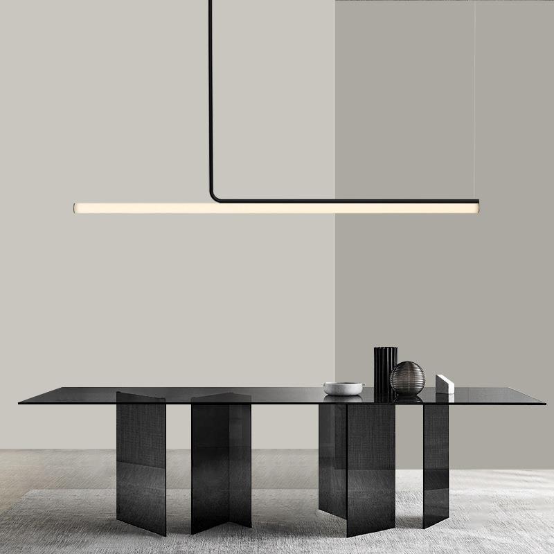 网红北欧设计师极简长条一字餐厅灯餐桌书房吧台会议室前台吊灯