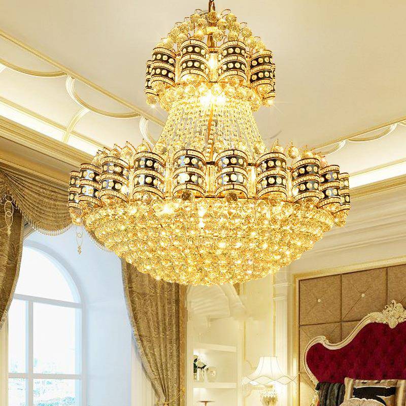 奢华楼梯吊灯复式楼梯长吊灯别墅楼梯水晶灯现代简约客厅大吊灯