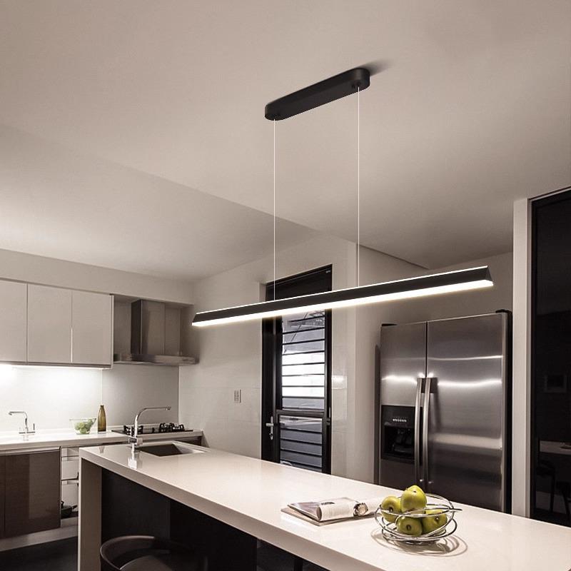 现代简约大气创意长条餐桌极简吧台一字餐厅吊灯饭厅中山灯具新款