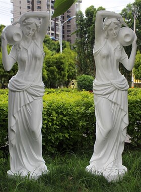 欧式仕女雕塑摆件扛罐仕w女水景喷泉家居小区花园酒店雕塑