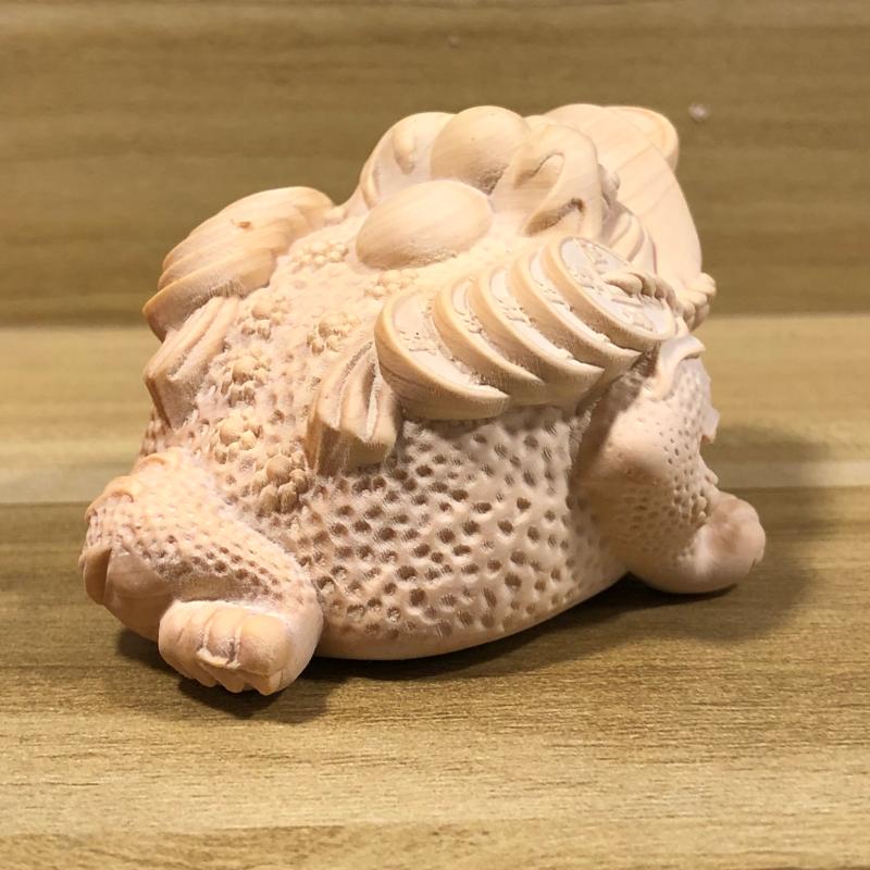 崖柏黄杨木雕三脚蟾蜍三足金蟾实木质手J把件家居送礼茶宠装饰摆