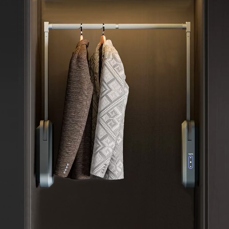 衣柜升降挂衣杆下拉式衣t柜内电动升降式柜内衣橱伸缩衣杆铝合金