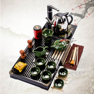 功夫茶具套装家用茶盘紫砂泡茶壶杯陶瓷J玻璃茶道配件茶台托盘特