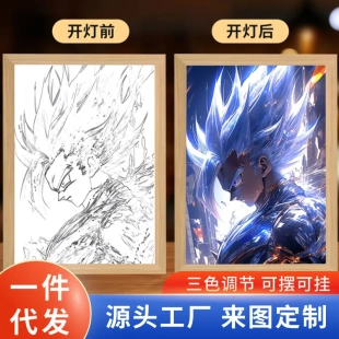 饰台灯小摆件创意led小夜灯生日礼物女生送礼 七龙珠动漫灯光画装