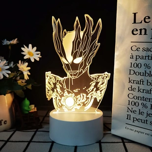 迷你節能夢幻 網紅床頭燈奧特曼創意小夜燈動漫臥室3D充電甩賣原裝