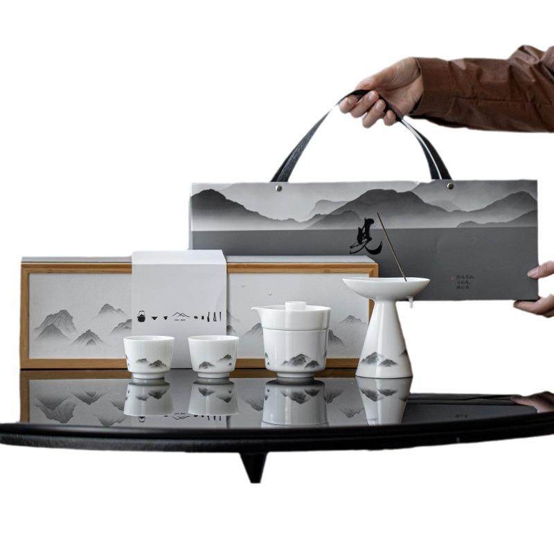 羊脂玉现代水墨山水茶礼套装香器香道随手礼伴手礼带吸水茶盘,餐饮具,整套茶具,淘宝优惠券,粉丝福利购,淘宝优惠卷