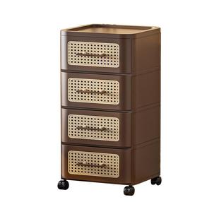 中古风客厅杂物收纳柜卧室床头柜置物柜免安装儿童玩具零食抽屉柜