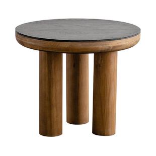 侘寂风圆形做旧实木圆形小茶几民宿复古小户型家用圆桌阳台咖啡桌