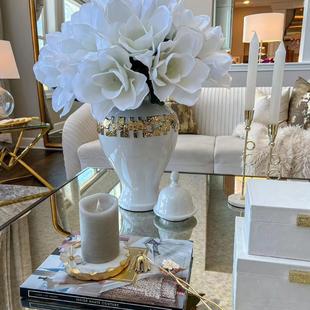 饰储物罐 装 陶瓷轻奢电镀将军罐欧式 花插花瓶工艺品摆件玄关软装