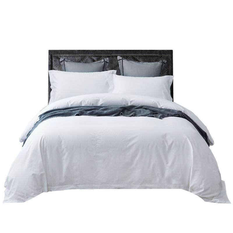 60支全棉贡缎酒店四件套白色床单被套酒店布草民宿宾馆床上用品