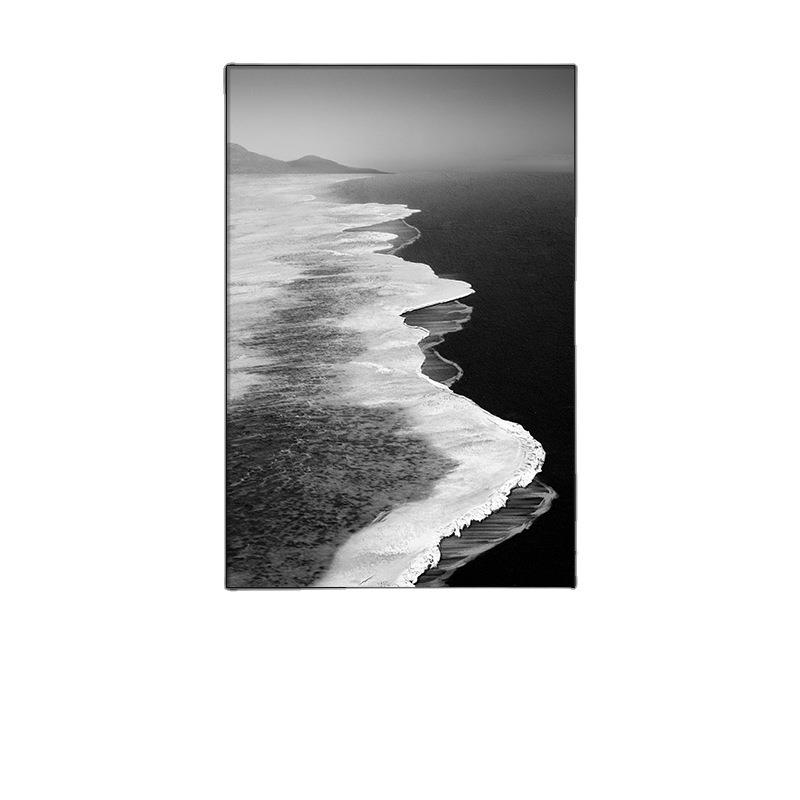 黑白抽象玄关海浪装饰画大幅肌理画客厅沙发背景墙挂画轻奢走廊画