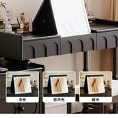 恒沃翻盖梳妆台法式 复古黑色化妆桌白蜡木实木床头柜化妆台一体