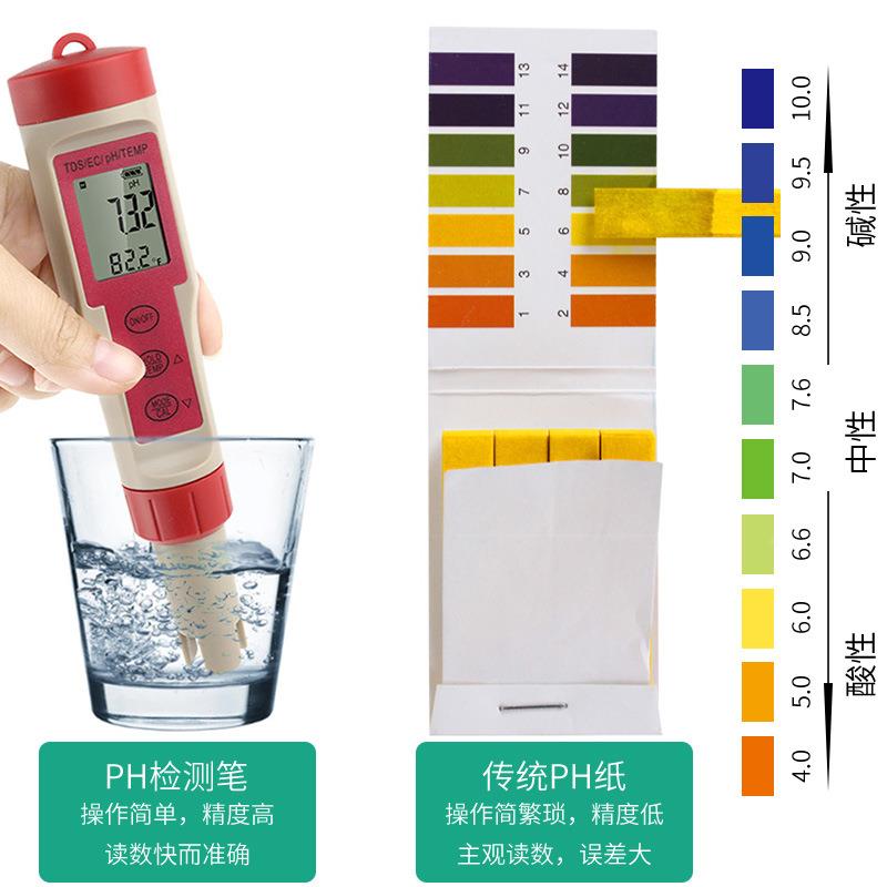 TDS/PH/EC三合质测计水水质检测仪电一导率笔pH试测试笔