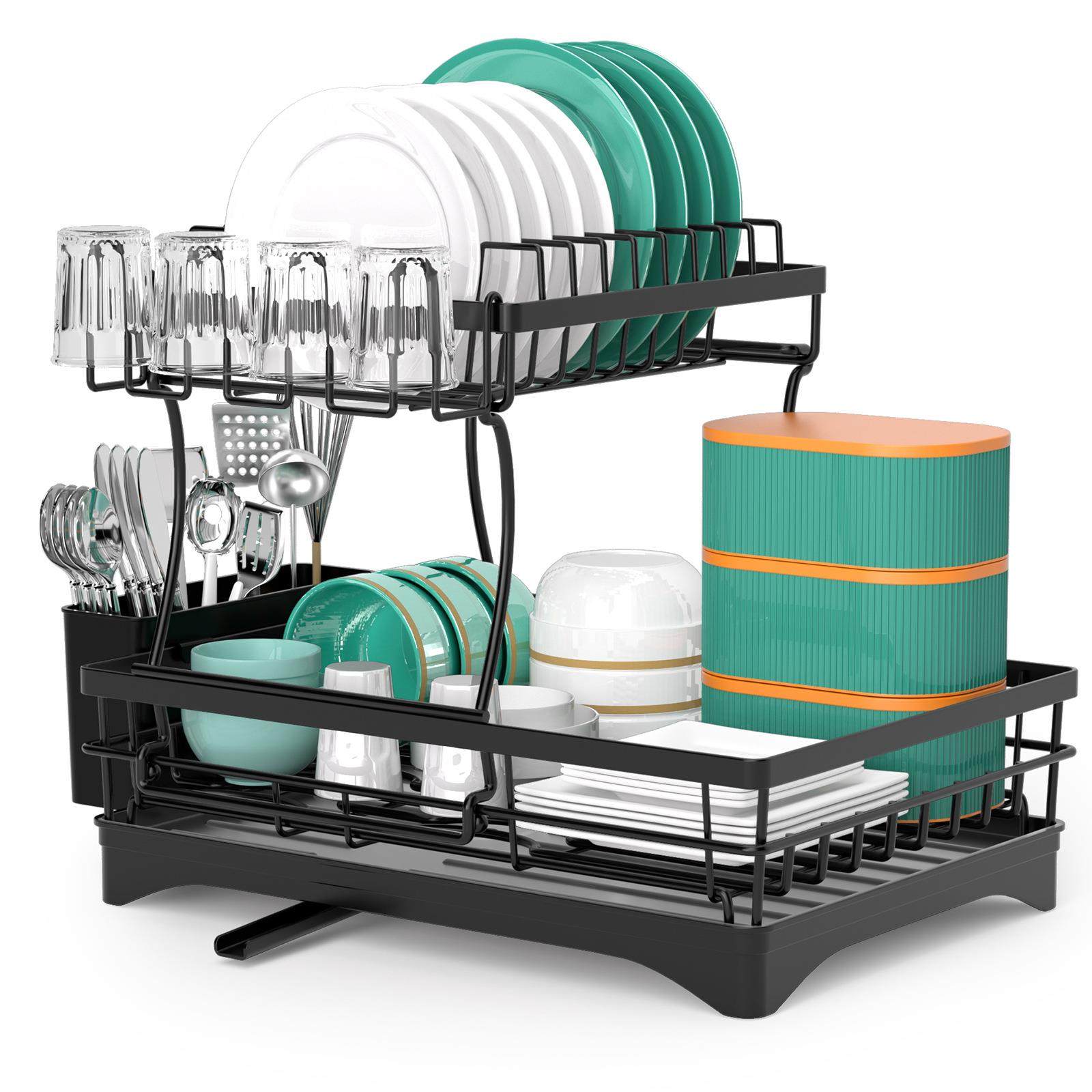 新款双层厨房碗碟架折叠收纳架橱柜台面沥水架餐具整理置物,收纳整理,书桌收纳置物架,淘宝优惠券,粉丝福利购,淘宝优惠卷