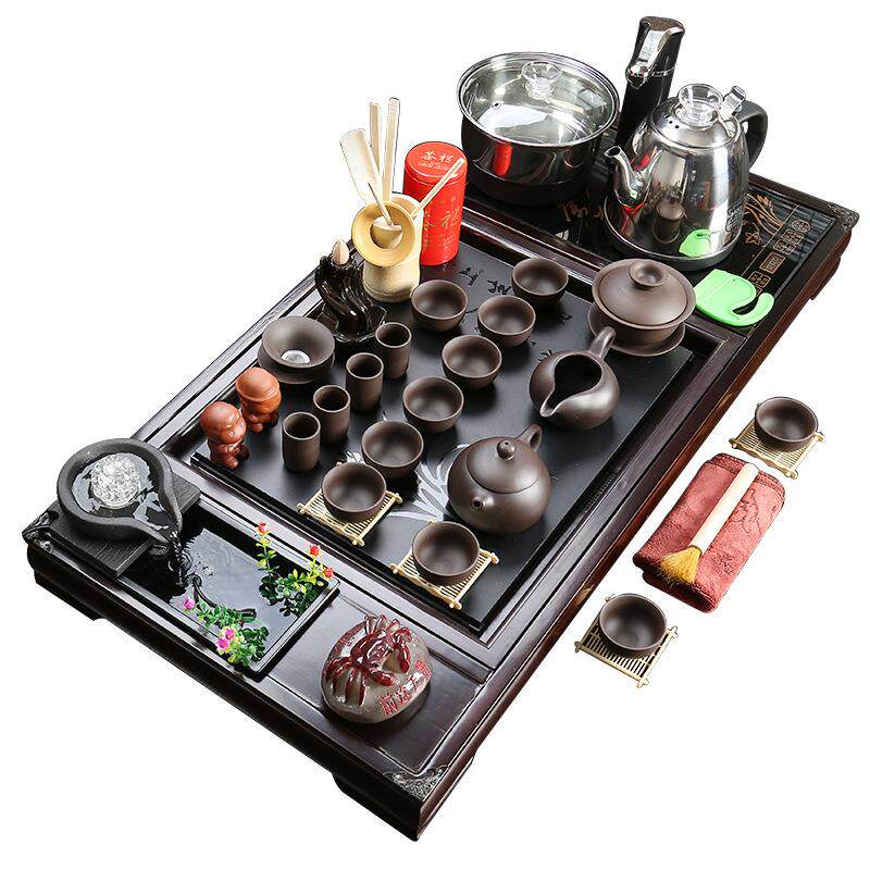 整套实木茶盘茶具套装一体紫砂功夫茶具办公家用客厅全自动电器
