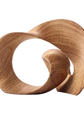 极简新中式摆件木纹抽象艺术扭曲彩带饰品样板房玄关电视柜工艺品