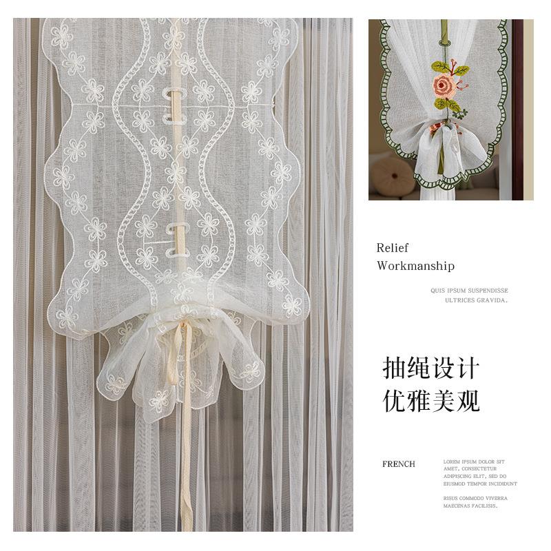 法式蕾丝门帘四季通用防蚊纱帘免打孔卧室遮挡帘高级感家用隔断帘图片