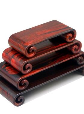 红酸枝整木整雕微型底座印章工艺品文玩古董迷你书卷几实木托架