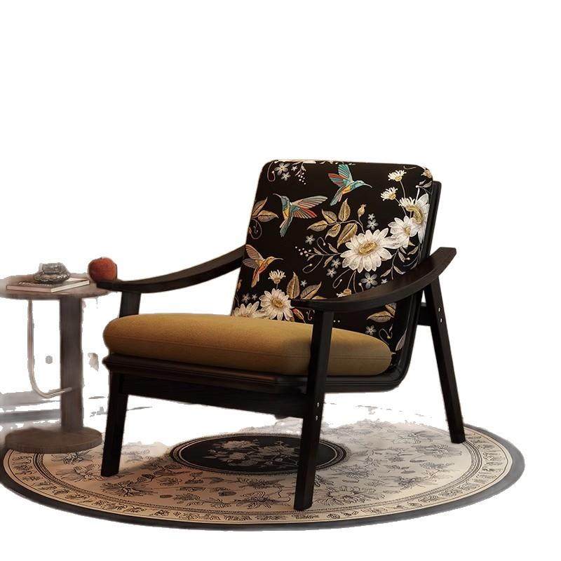 沙发椅中古风客厅阳台实木单人椅子设计师法式轻奢高级感卧室复古,住宅家具,沙发椅,淘宝优惠券,粉丝福利购,淘宝优惠卷