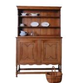 麻花高脚展示餐边柜中古风摆件碗碟储物收纳茶水咖啡柜实木家用