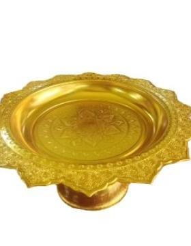 泰式铝合金孔雀果盘莲花果盘高脚金属贡盘供具水果盘曼扎盘