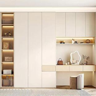 全屋定制现代简约步入式衣帽间书桌一体柜子定制免拉手衣柜定制